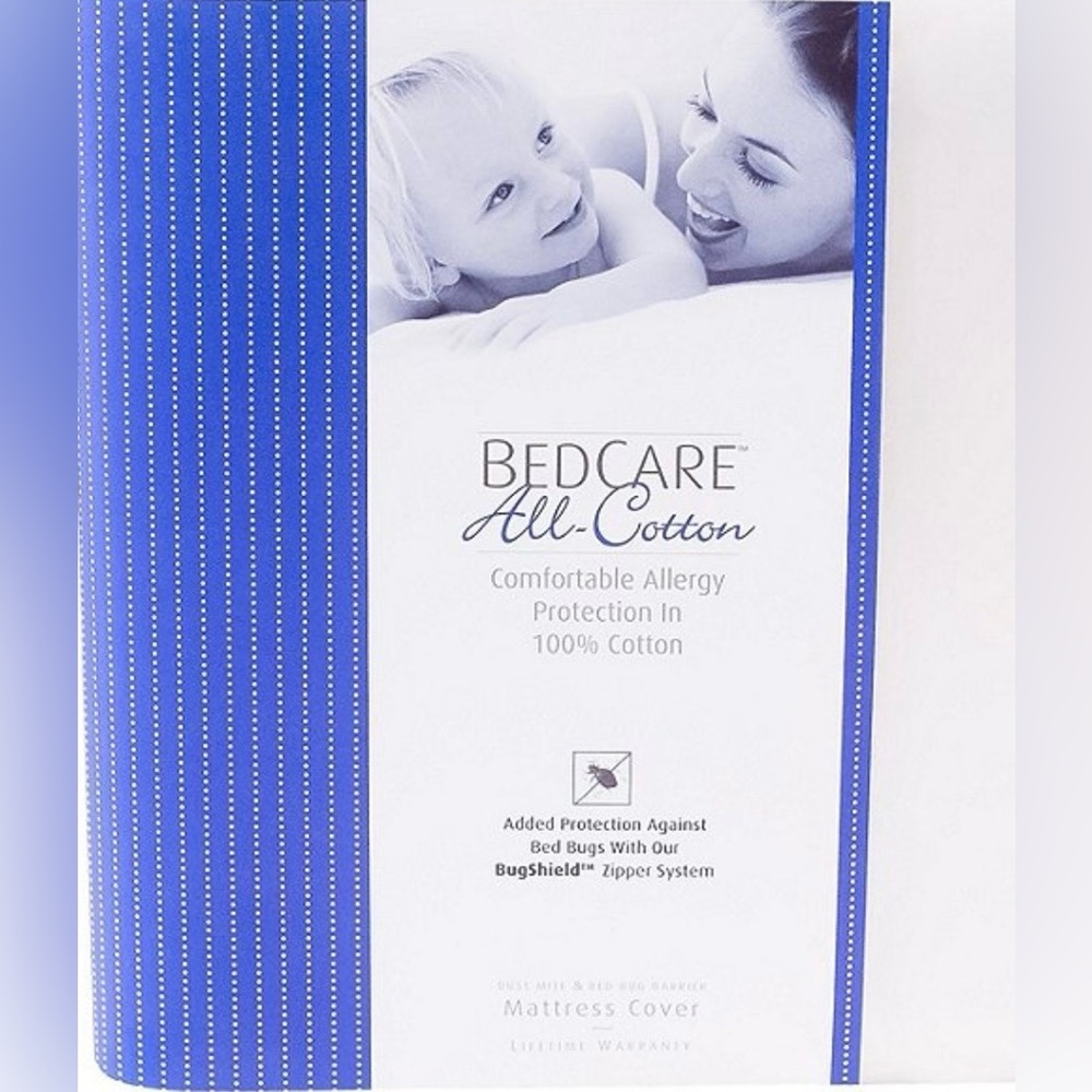 New Bed Care All Cotton Allergy and Bed Bug Proof 12” Mattress Cover Full